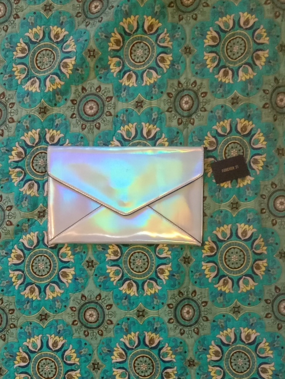 Forever 21 Iridescent Silver Holographic Clutch